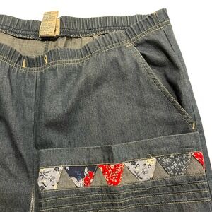 Vintage Koret City Blues Capri Pants Women's Small Quilt Patch Pull‎ On Pants